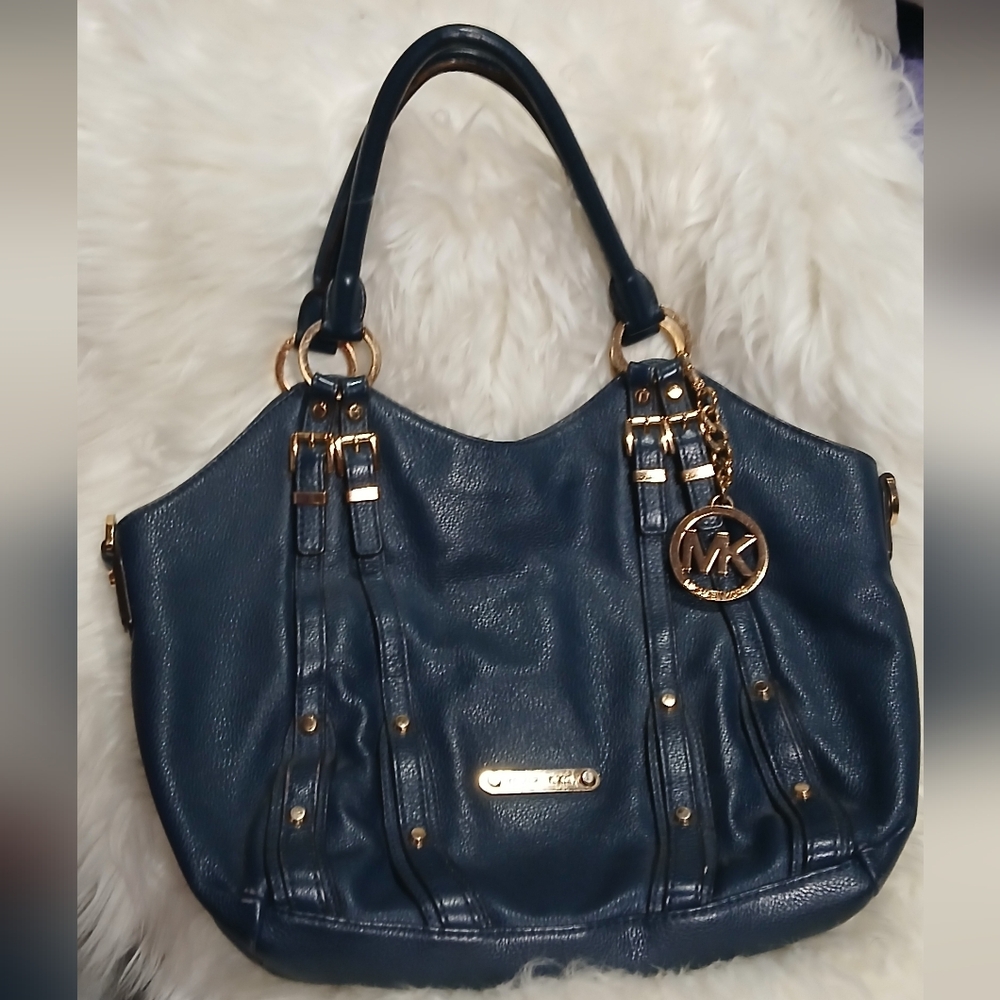 Michael Kors Navy Leather Shoulder Bag